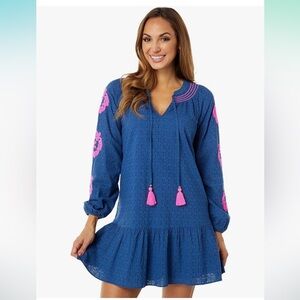 Lilly Pulitzer Lucee Dress, Oyster Bay Navy Bayside Eyelet, Sz. M